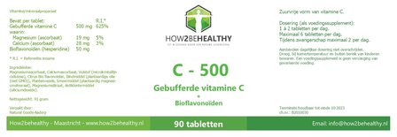 How2behealthy - Gebufferde Vitamine C 500  -  90 tabletten