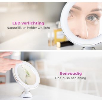 Make-Up en Scheer Spiegel met Ringverlichting - 360&deg; Verstelbare Wandbevestiging met zuignap.