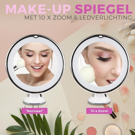 Make-Up en Scheer Spiegel met Ringverlichting - 360° Verstelbare Wandbevestiging met zuignap.
