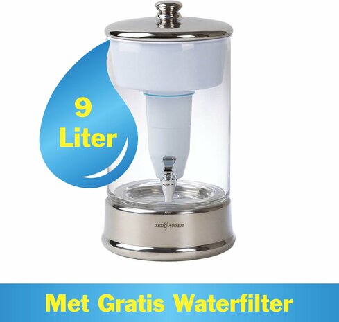 ZeroWater - 9 liter glazen filtersysteem