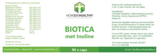 How2behealthy - Biotica met inuline - 90 capsules How2behealthy - Biotica met inuline - 90 capsules
